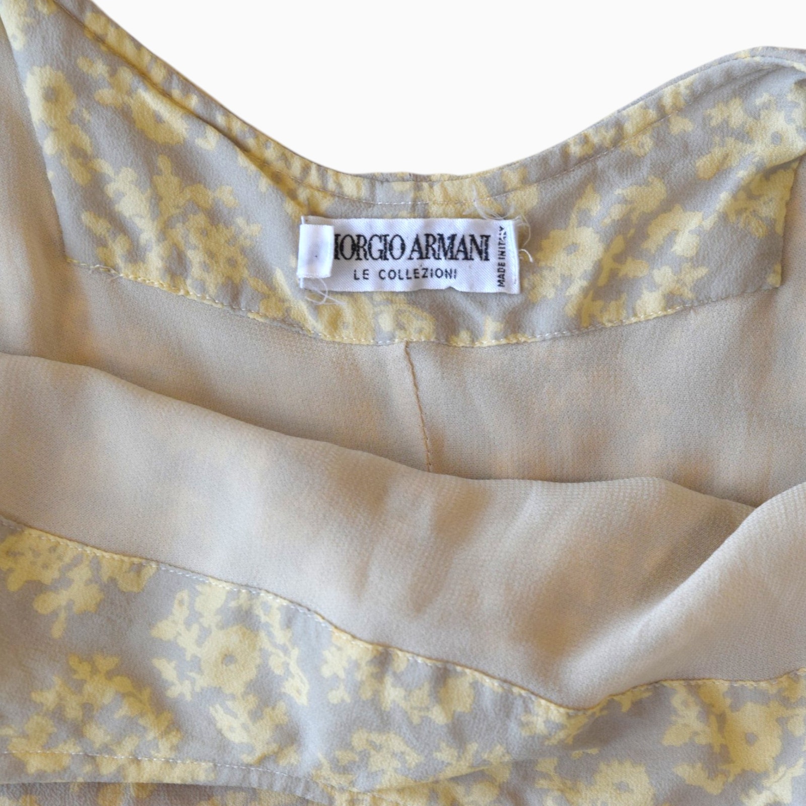 Vintage 90s Giorgio Armani Yellow Floral Silk Slip Dress Size 8 — image 3 of 5